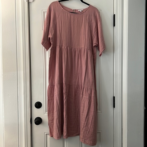 Calme Dresses & Skirts - NWOT Johnny Was Calme pink cotton tiered dress